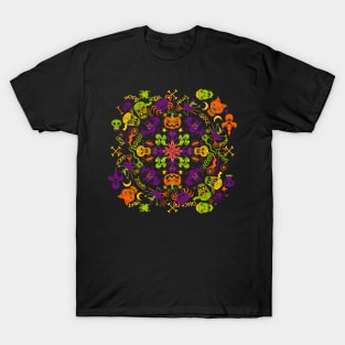 Spooky Halloween monsters for a mandala T-Shirt